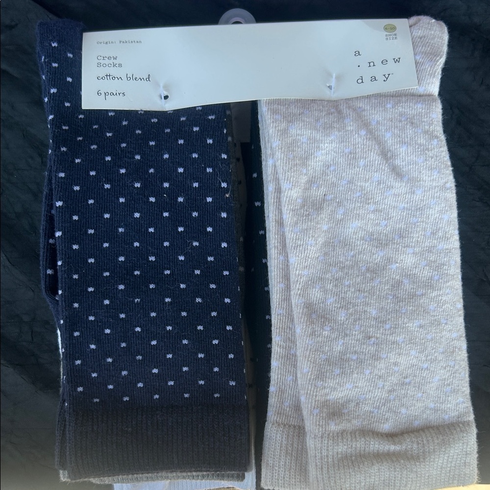 Crew Socks - Navy Dot & Light Beige Pair